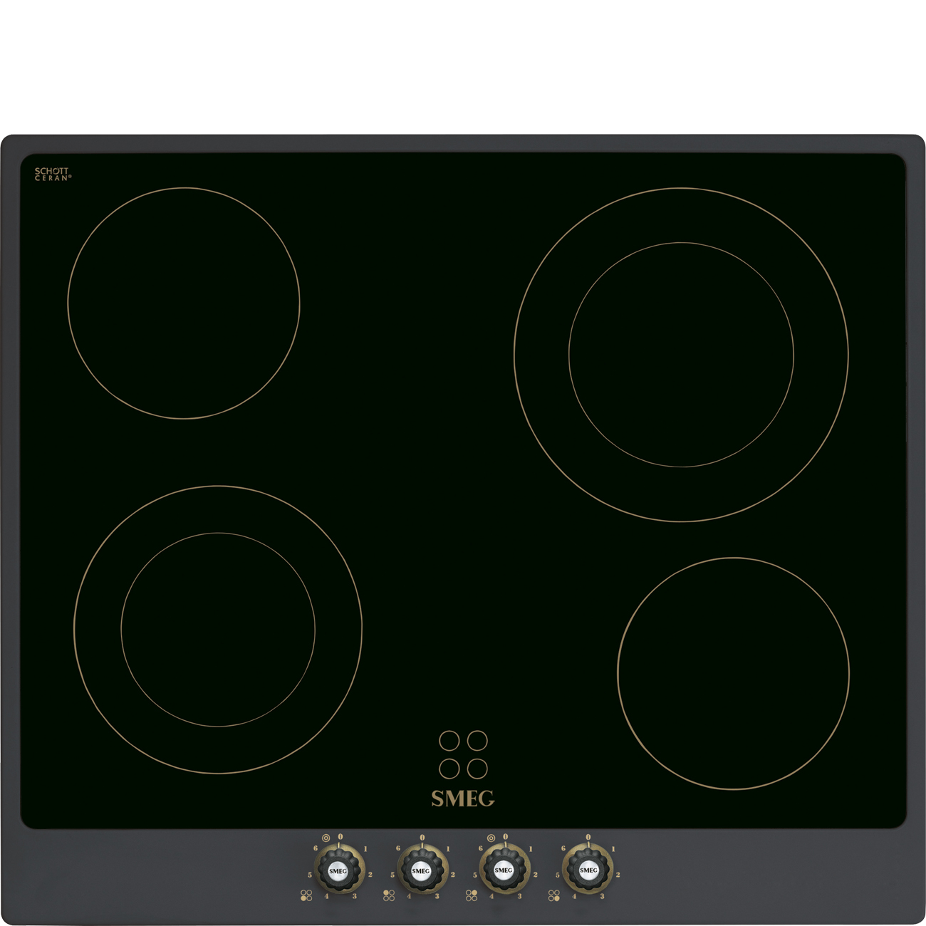 4 vùng nấu và mandos xoay bếp điện Smeg P864AO