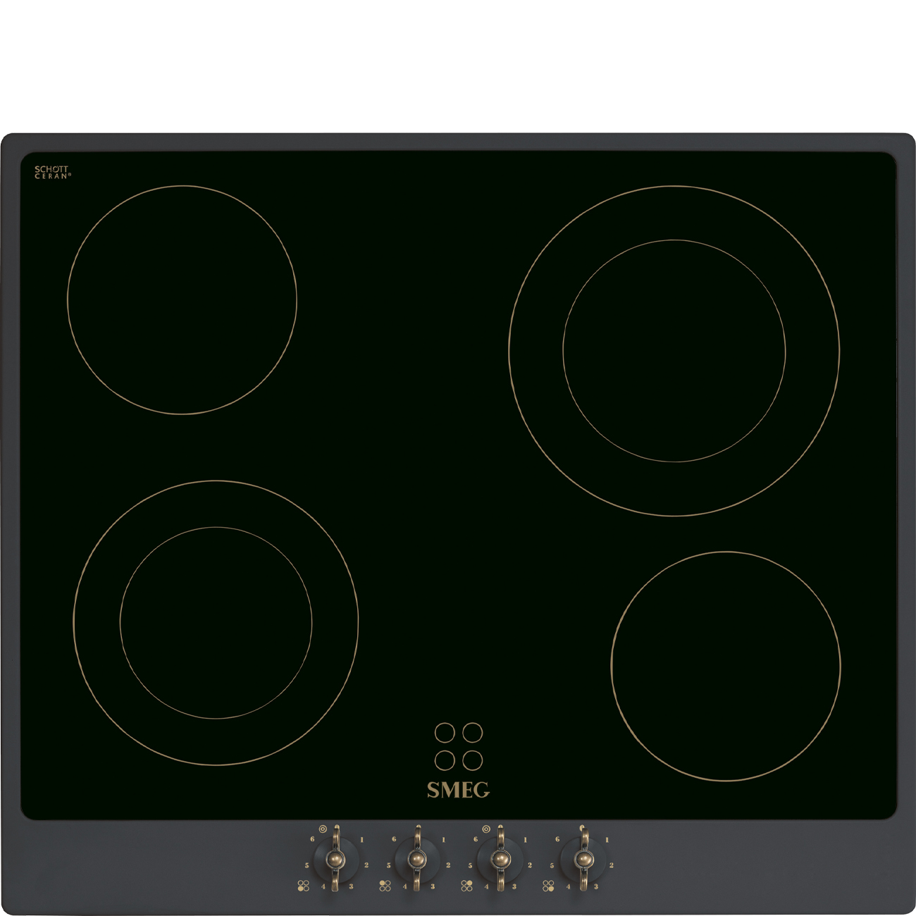 Bếp điện Smeg P864AO Colonial Antracita 60cm 4 vùng nấu mandos xoay