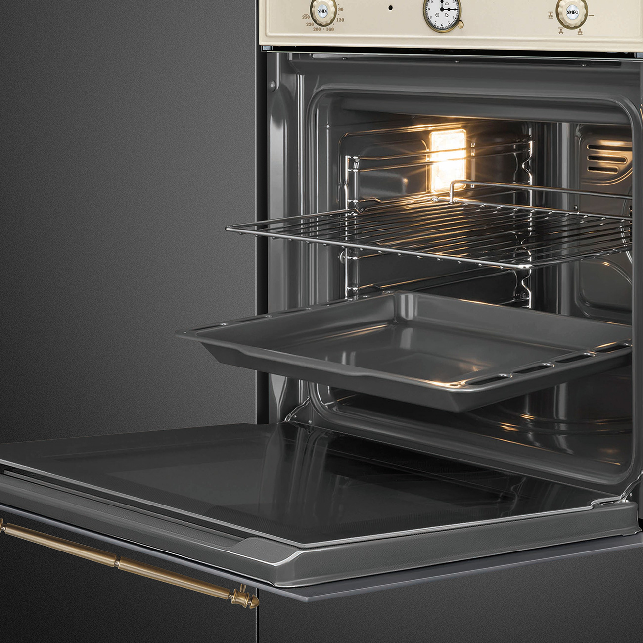 Cửa kính 3 lớp tháo rời lò Smeg SF67C1PO