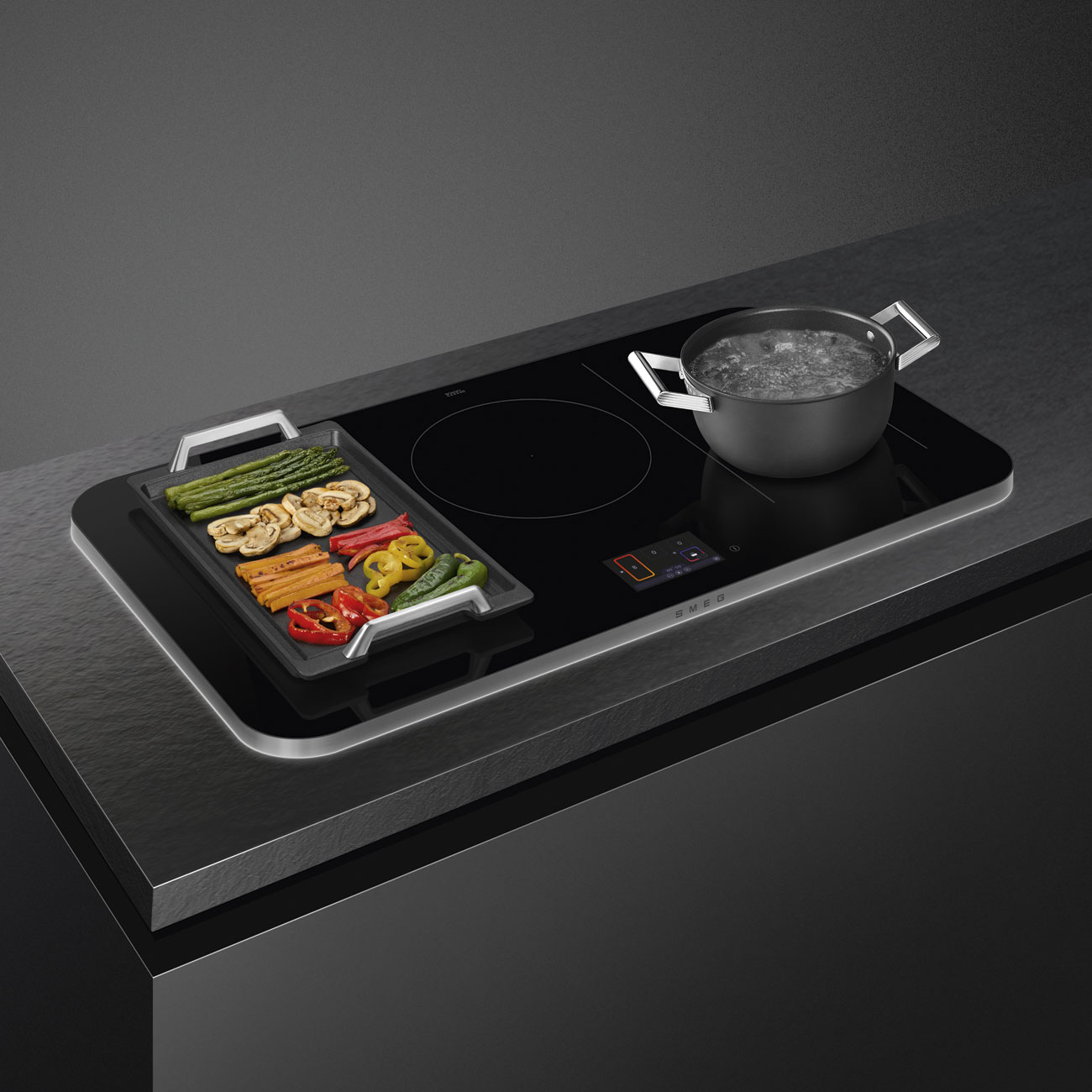 Man hinh TFT va khung inox bep tu Smeg SISL7955X