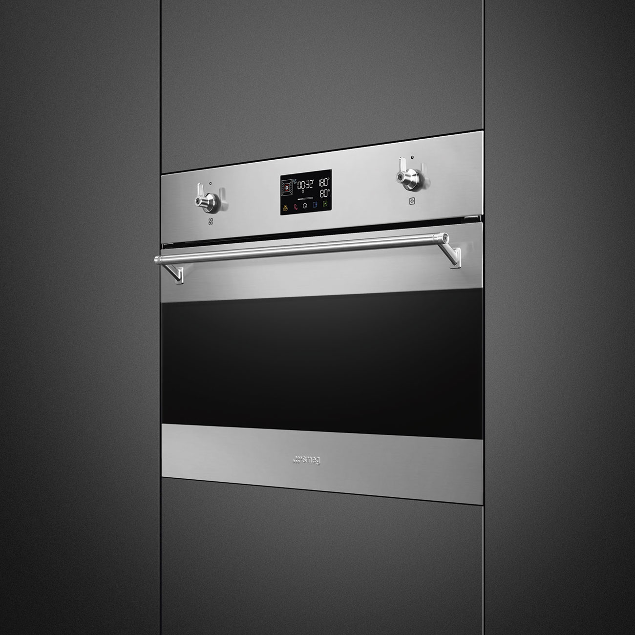 Bảng điều khiển núm vặn cổ điển lò Smeg SO4302S3X
