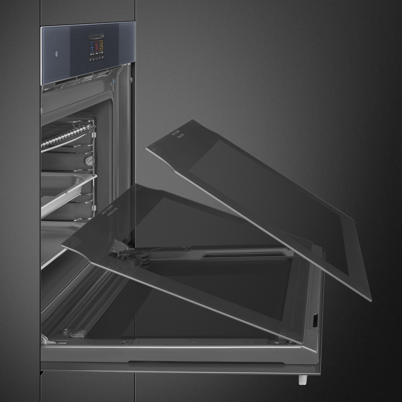 Cửa kính 3 lớp đóng êm ái lò Smeg SO6104S4PG