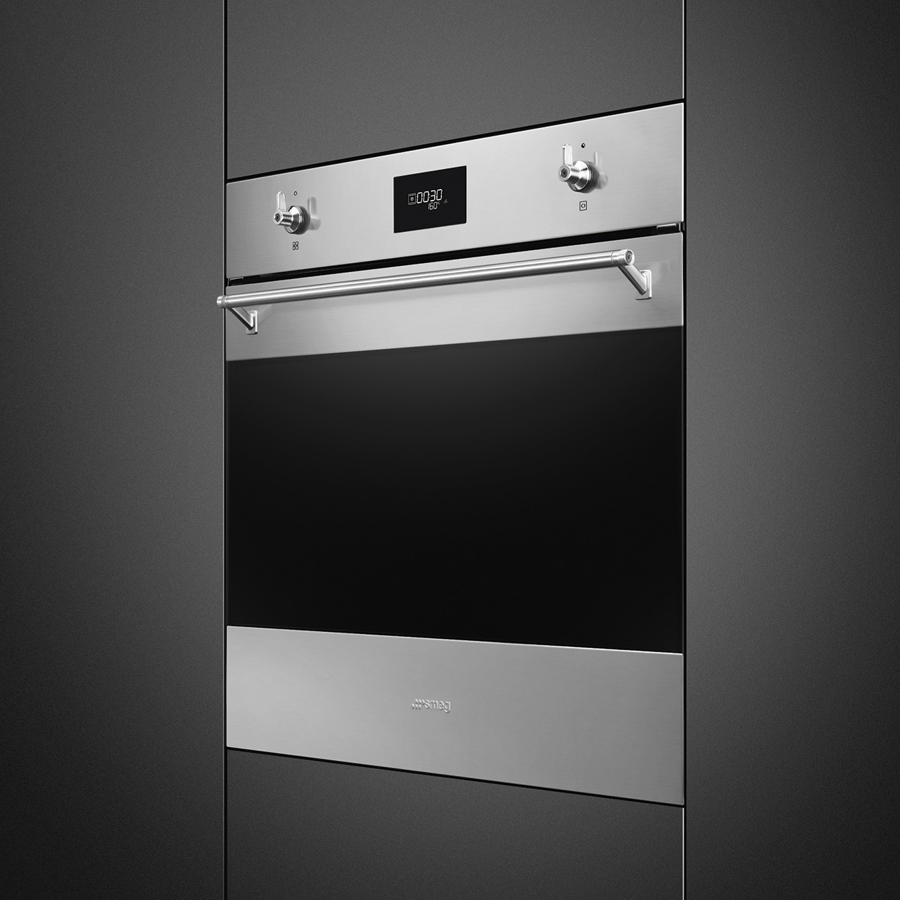 Bảng điều khiển núm vặn cổ điển lò Smeg SO6302TX