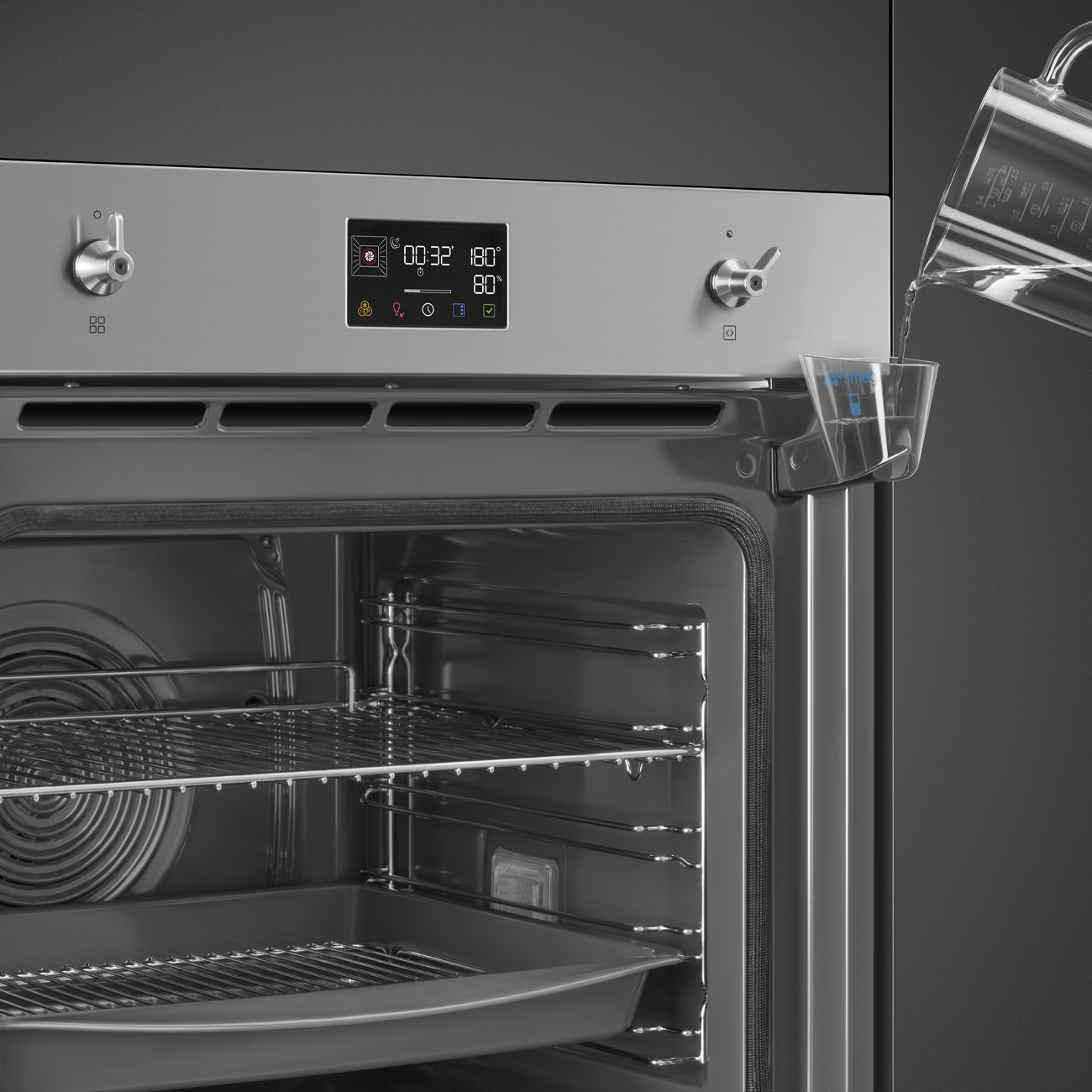 Bảng điều khiển núm vặn cổ điển lò Smeg SOP6302S2PX