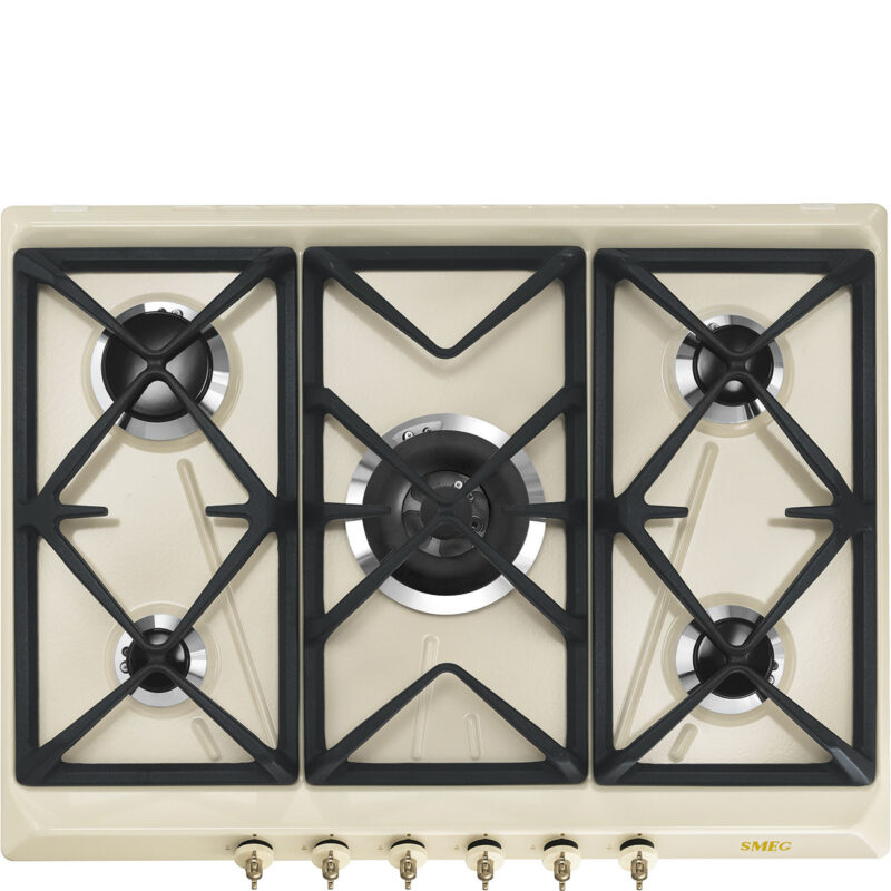 Bếp gas Smeg SRV876POGH – Colonial Crema 70/75cm – 5 vùng nấu