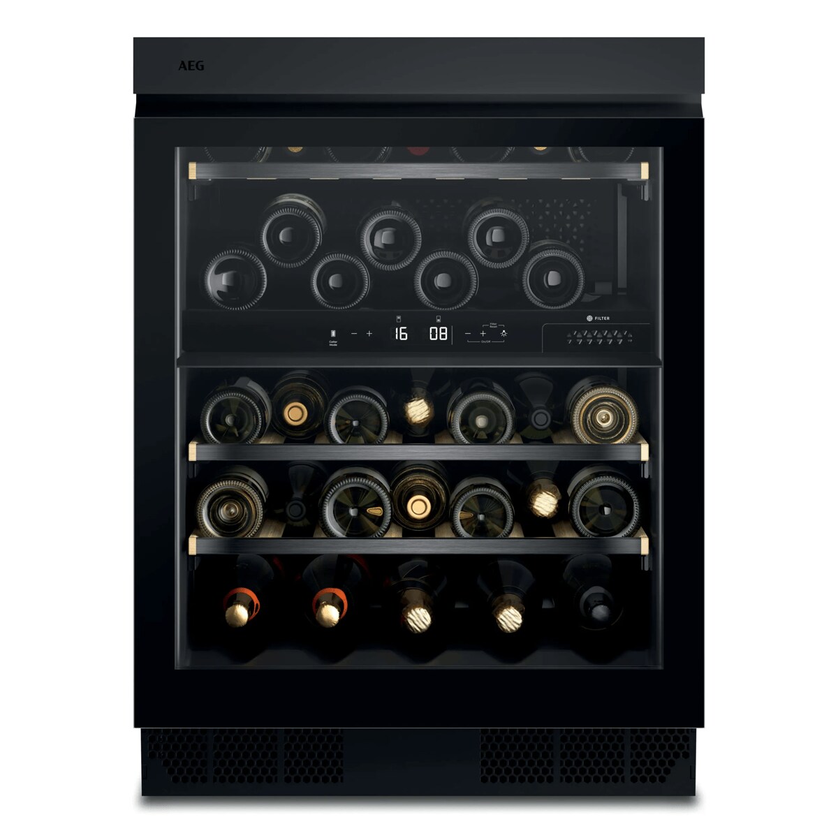 Tu ruou am tu AEG NSW8D826GT 8000 40 chai Dual-Zone Pro Matt Black