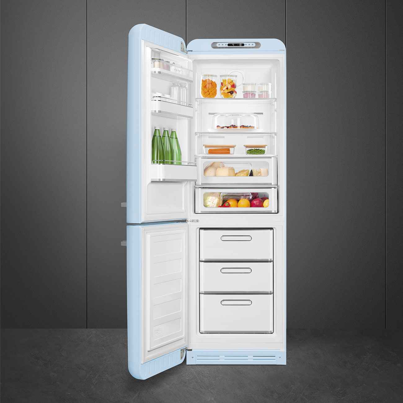 Man hinh LED va den noi that tu lanh Smeg FAB32LPB6