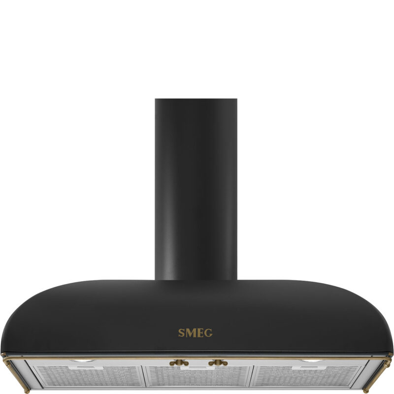 Máy hút mùi treo tường Smeg KS89AOE – Colonial Antracita 90cm – Thiết kế Trapezio, chi tiết đồng cổ